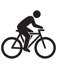Naklejka premium A minimalist vector silhouette icon illustrating a person riding a bicycle on a white background