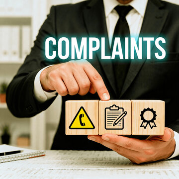 Concept of complaints. Customer complaint, dissatisfaction from product or service problem, angry feedback from clients new