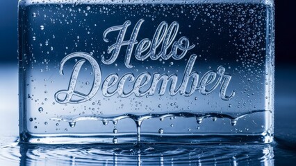 Hello December Ice Block Melting in Water.