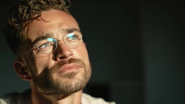 Creative Thinker in Natural Light: Subtle Emotions, Ready for Commercial Use