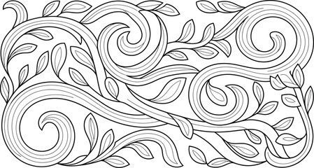 Intricate leafy vine design with swirling patterns Vector illustration