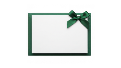 Green-framed card with bow isolated on transparent background
