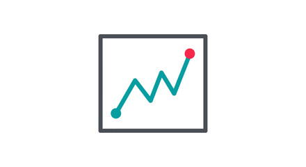 growth chart line icon showing rising analytics trend inside square frame minimalist flat illustration for business statistics dashboards