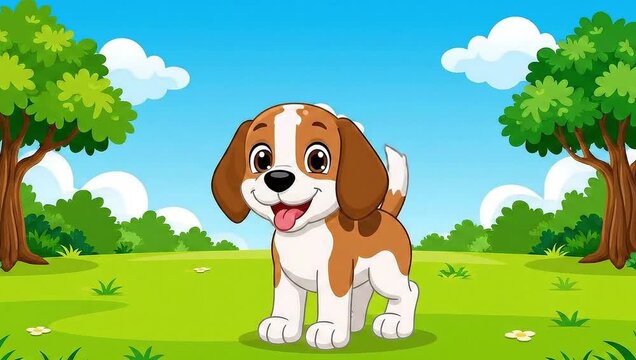 Happy Puppy Dog Jumping and Wagging Tail &ndash; 2D Animation Loop