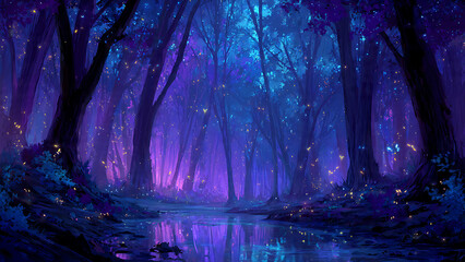 night forest in the morning wallpaper.