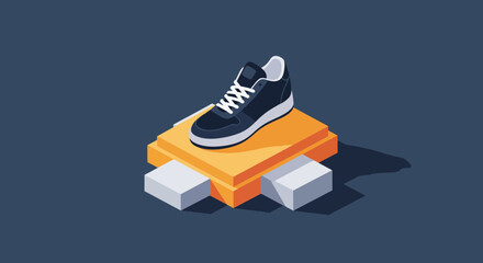 Stylish modern isometric sneaker display for dynamic marketing campaigns and creative product promotions that pop, showcasing sleek design and vibrant style
