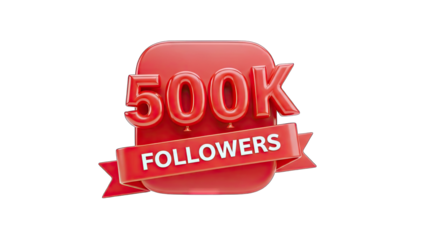 500K Followers Badge on White Background