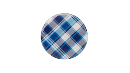 Blue Plaid Circle Pattern on White Background