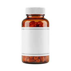 Prescription bottle with pills isolated on transparent background