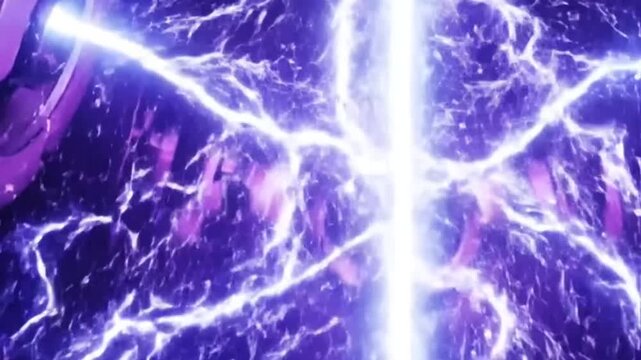 Electric plasma pulse rips space glowing