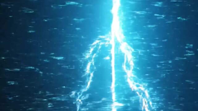 Electric rift cutting through still water