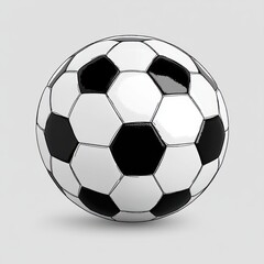Fototapeta premium Classic black and white soccer ball with pentagon and hexagon panels on a neutral background, sporty and playful