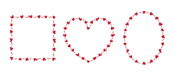 Romantic frames with hearts, Geometry frame with heart, Valentine's Day decorative frame element for invitations, greeting cards, scrapbooking, sticker, decorative etc. vector illustration