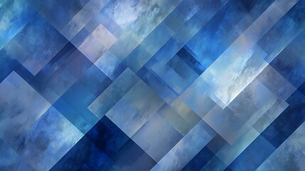 Abstract blue geometric background with overlapping translucent rectangles and textured gradients