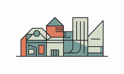 Obraz premium Modern abstract buildings in geometric style for urban design