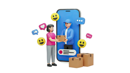 Online Delivery Service: Courier Delivering Package to Customer