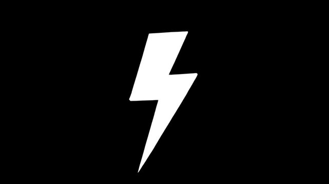 White Lightning Bolt on Black Background.