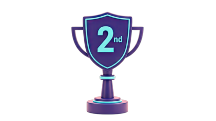 Second Place Trophy Isolated on White Background