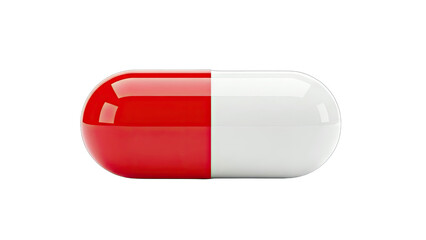 Red and White Capsule Isolated on White Background