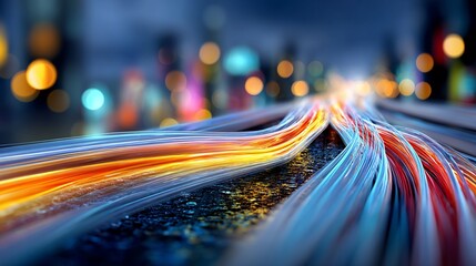 Corporate money flow background light trails