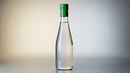 Clear glass bottle with green cap