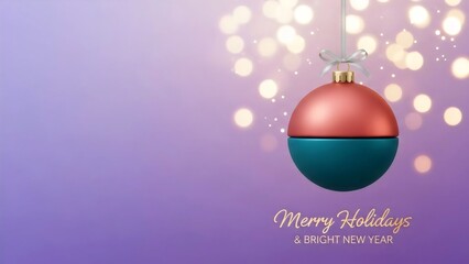 Festive Merry Holidays and a Bright New Year Greeting with Sparkling Bokeh and Christmas Ornament Decoration