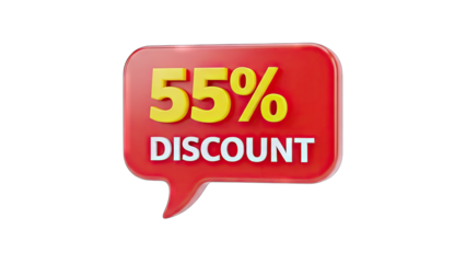 55% Discount Speech Bubble on White Background