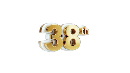 38th Anniversary Celebration: Golden Number on White Background
