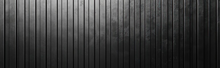 black vertical slatted textured wall with narrow grooves and subtle highlights conveying a moody minimalist industrial atmosphere