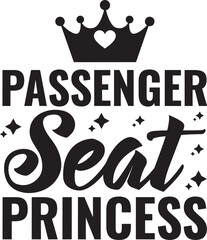 Passenger seat princess with crown and heart design, perfect for car enthusiasts