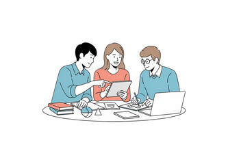 共同作業 グループ協議 アイデア出し イラスト