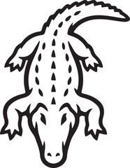 Fototapeta premium Crocodile Bold Line Silhouette Icon Isolated on White Background