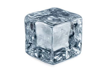 Obraz premium Ice cube cooling beverages, a refreshing transparent frozen water block for drinks and cocktails, isolated on a transparent background