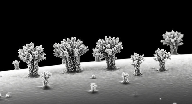 SEM close-up of early-stage lithium dendrite nucleation