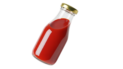 Red juice bottle isolated on transparent background