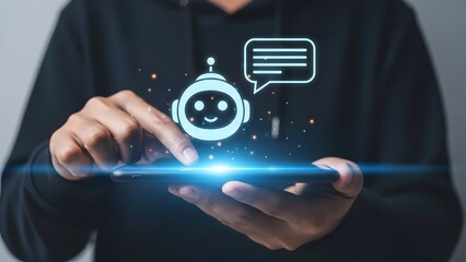 User interacting with an artificial intelligence chatbot interface on a mobile device screen