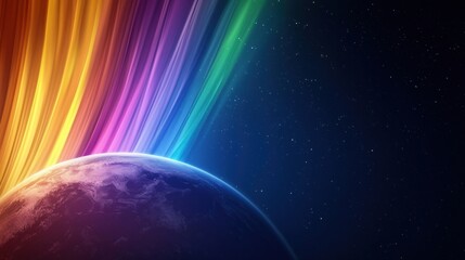 Fototapeta premium earth rainbow Colorful depiction of the Earth in radiant rainbow tones, emphasizing peace and global unity.