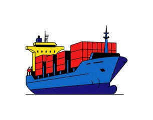 カラフルな貨物船のイラスト， 海上輸送