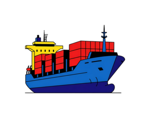 カラフルな貨物船のイラスト， 海上輸送