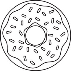 Donut Outline Silhouette Isolated on White Background