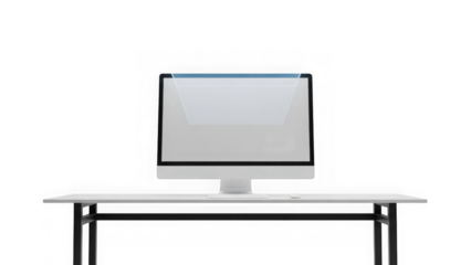 computer monitor on a desk with black metal frame