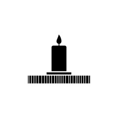 Obraz premium Candle on minimal patterned base silhouette vector illustration