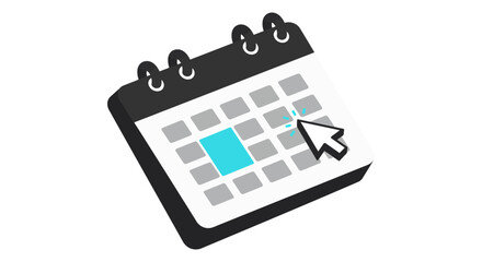 online calendar booking icon with cursor selecting date on digital planner interface concept for appointment scheduling and event reminder apps