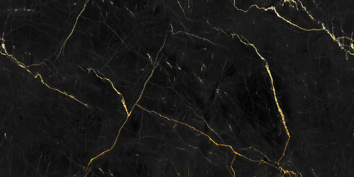 Luxury Black and Gold Marble Texture Dramatic Golden Veins on Polished Stone Background