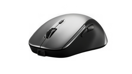Modern wireless computer mouse in gray and black