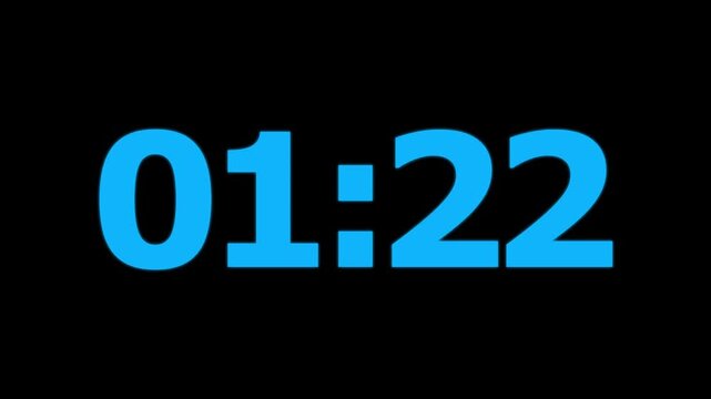 Abstract 1 minute 30 second countdown animation from 90 seconds to 0 seconds on a transparent background, One minute 30 second countdown timer with alpha channel