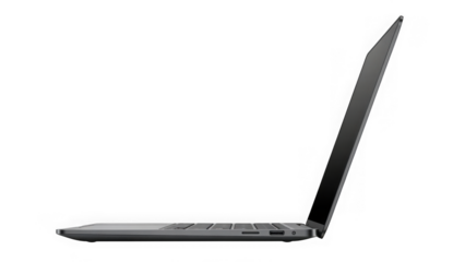 Side view of a modern open laptop computer