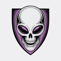 Stylized skull emblem graphic design vector.