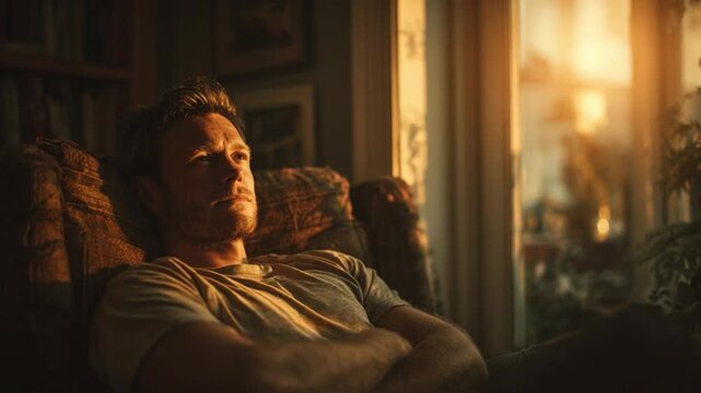 Relaxed Man at Home in Natural Light