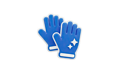 Obraz premium Blue Cleaning Gloves with Sparkles on White Background